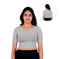 Boat Neck Blouse: Short-Sleeve for Sarees with Back Design