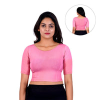 Boat Neck Blouse: Short-Sleeve for Sarees with Back Design