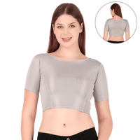 Shimmer Boat Neck Blouse Mid Sleeve