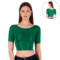 Shimmer Boat Neck Blouse Mid Sleeve
