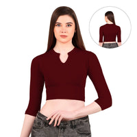 Women's Collar Neck Blouse for Saree - Long Sleeve