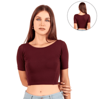 Boat Neck Blouse: Short-Sleeve for Sarees with Back Design