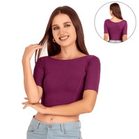 Boat Neck Blouse: Short-Sleeve for Sarees with Back Design