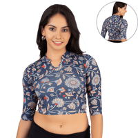 Printed Collar Neck Blouse 3/4 Sleeve