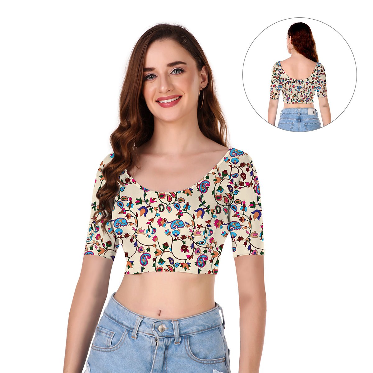 Readymade Printed Designer Short Sleeve Blouses Gymmer