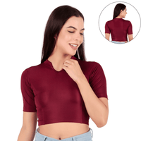 Shimmer Collar Neck Blouse Mid Sleeve