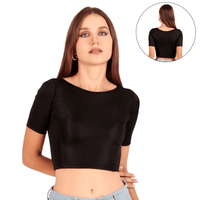 Shimmer Boat Neck Blouse Mid Sleeve