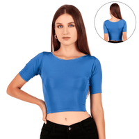 Shimmer Boat Neck Blouse Mid Sleeve