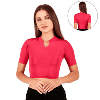 Shimmer Collar Neck Blouse Mid Sleeve