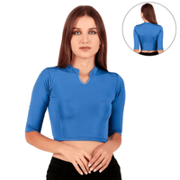 Shimmer Collar Neck Blouse 3/4 Sleeve