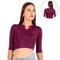 Shimmer Collar Neck Blouse 3/4 Sleeve