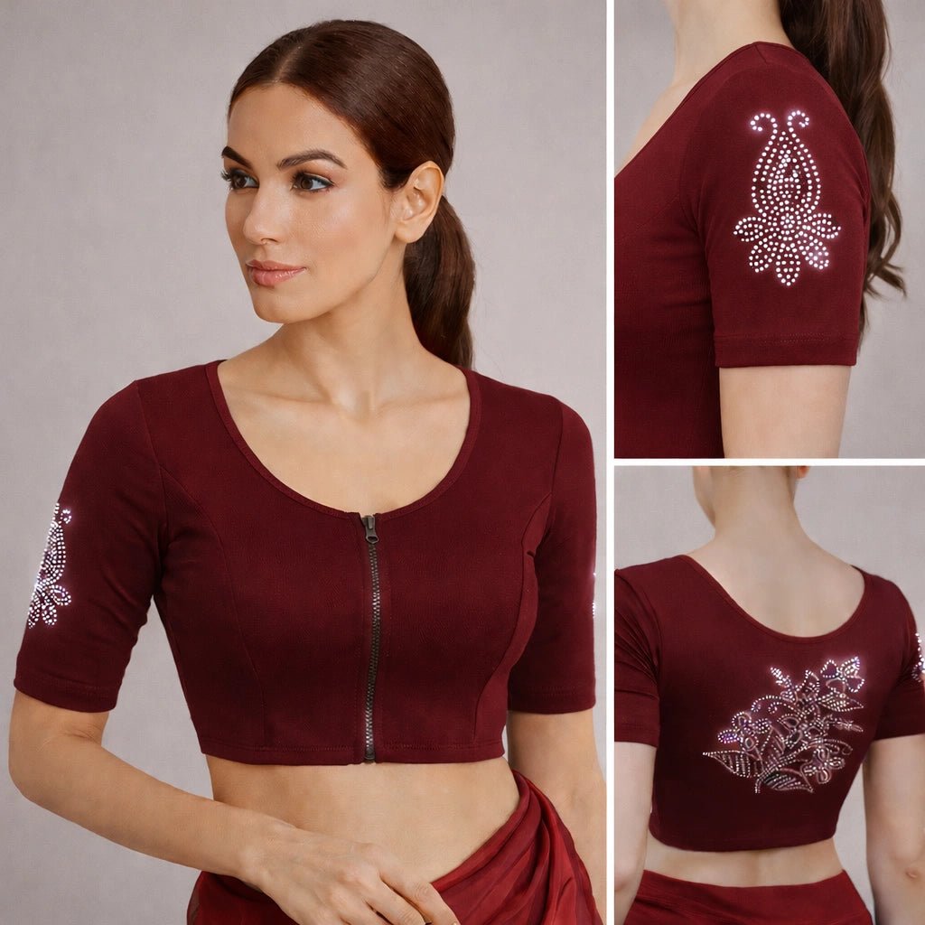 Readymade Zipper Blouse with Stone work