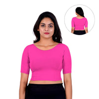 Boat Neck Blouse: Short-Sleeve for Sarees with Back Design