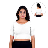 Boat Neck Blouse: Short-Sleeve for Sarees with Back Design