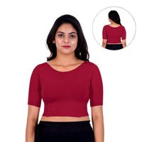 Boat Neck Blouse: Short-Sleeve for Sarees with Back Design