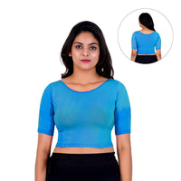 Boat Neck Blouse: Short-Sleeve for Sarees with Back Design