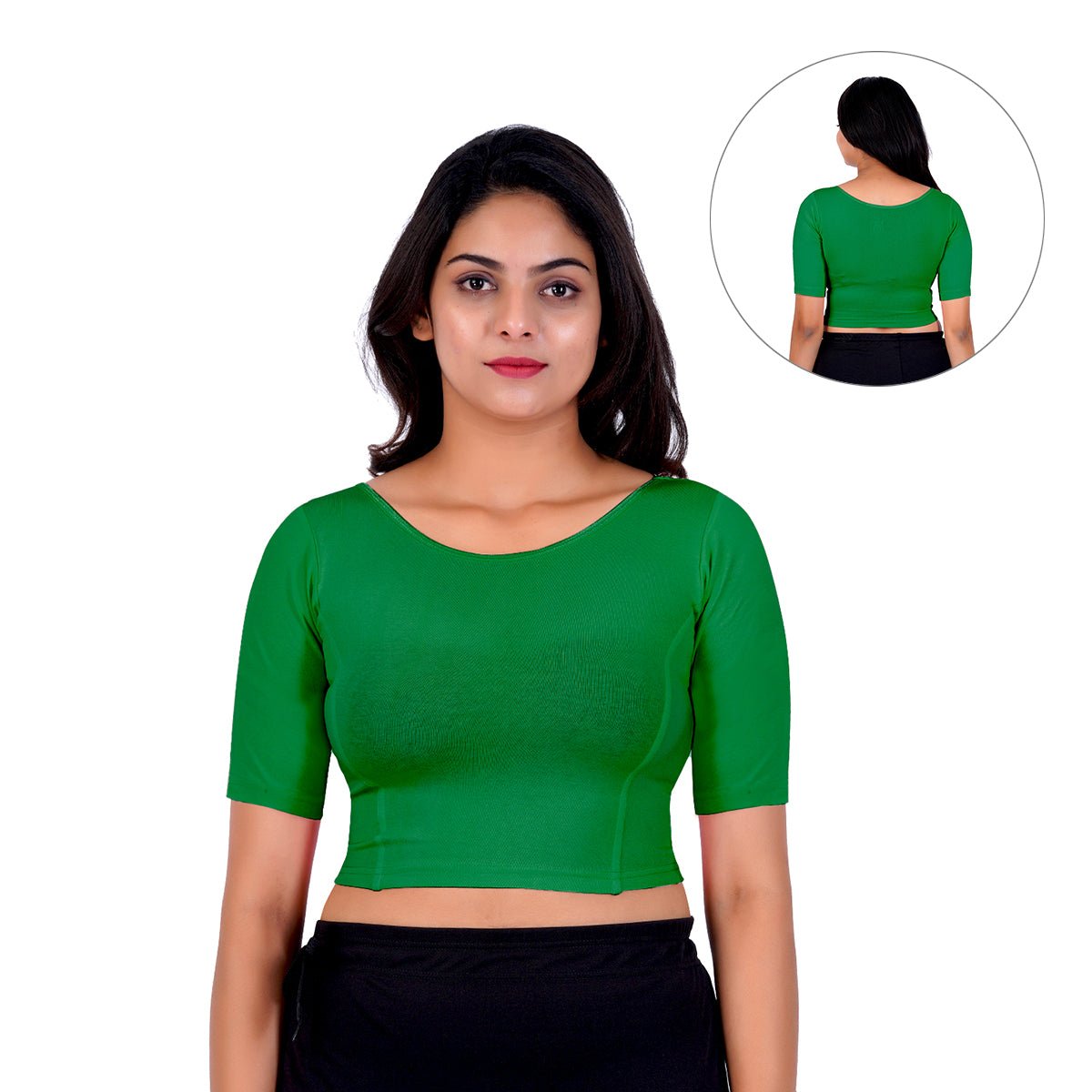 Boat Neck Blouse: Short-Sleeve for Sarees with Back Design