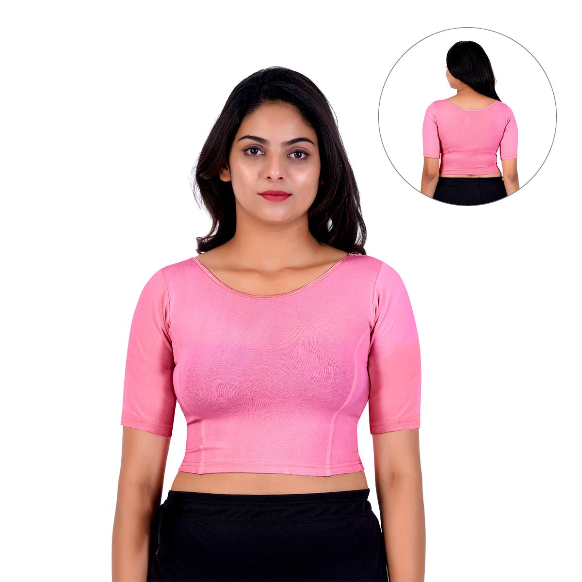 Boat Neck Blouse: Short-Sleeve for Sarees with Back Design