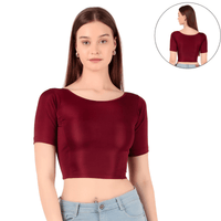 Shimmer Boat Neck Blouse Mid Sleeve