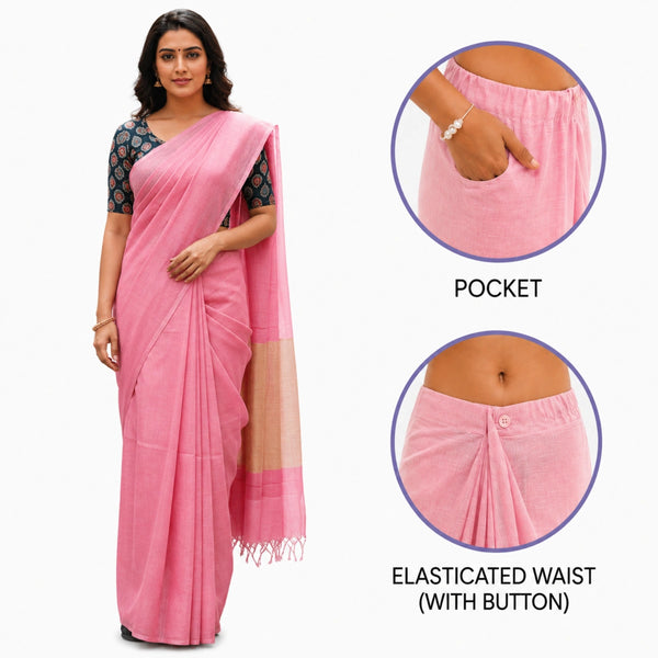 Readymade Cotton Saree – One Minute Ready to Wear with Pocket