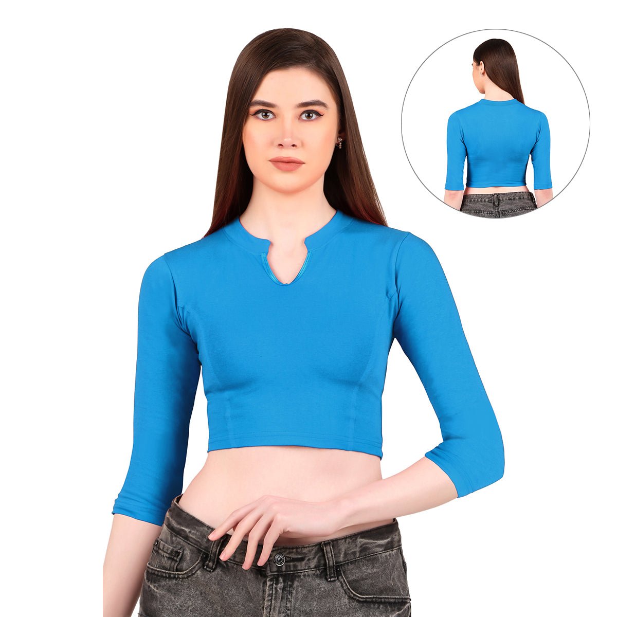 Women's Collar Neck Blouse for Saree - Long Sleeve