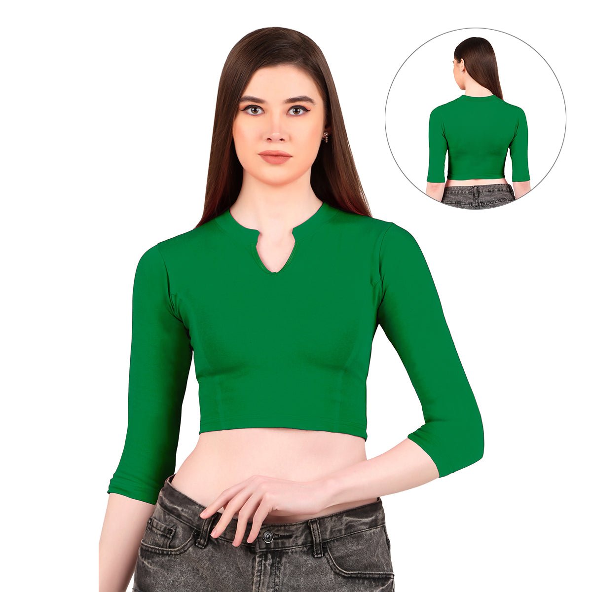 Women's Collar Neck Blouse for Saree - Long Sleeve