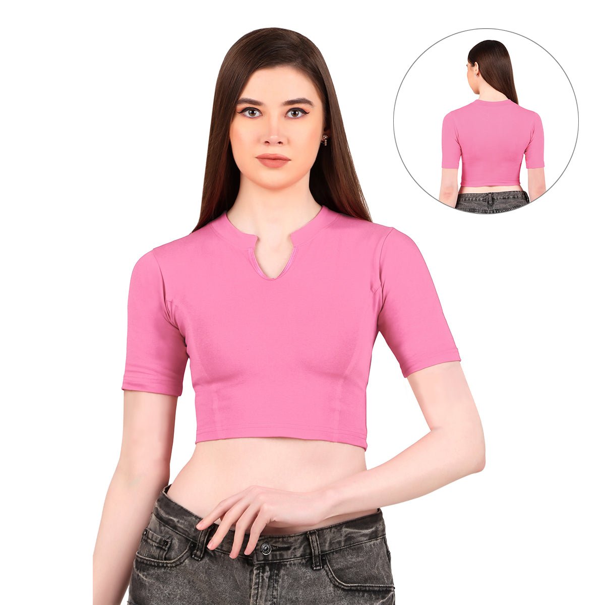 Stretchable Saree Close Neck Blouse