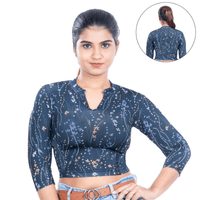 Printed Collar Neck Blouse 3/4 Sleeve
