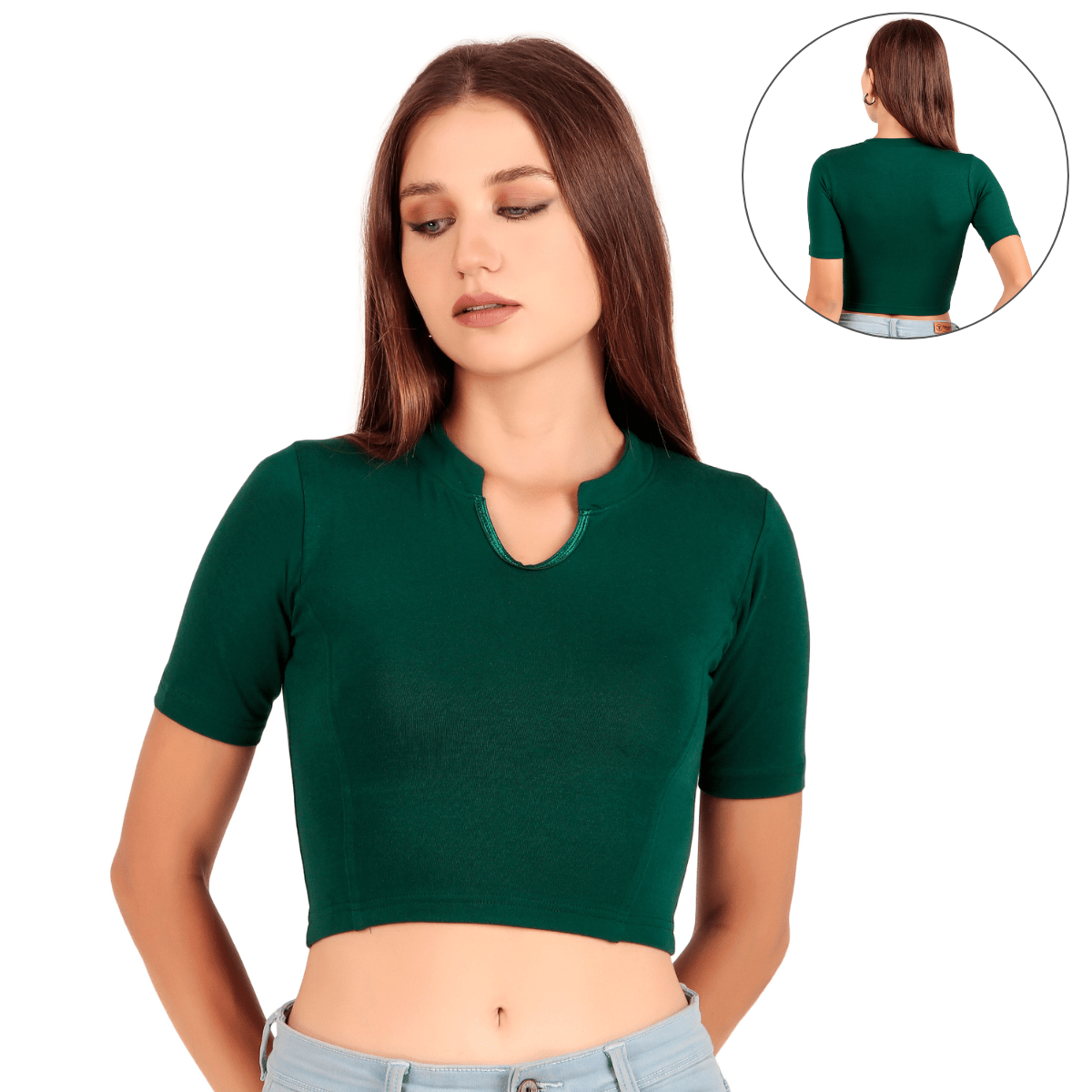 Stretchable Saree Close Neck Blouse