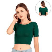 Boat Neck Blouse: Short-Sleeve for Sarees with Back Design