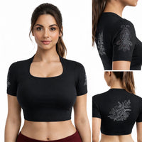Readymade Blouse with Deep Collar neck | Stone Work