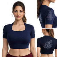 Readymade Blouse with Deep Collar neck | Stone Work