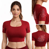 Readymade Blouse with Deep Collar neck | Stone Work