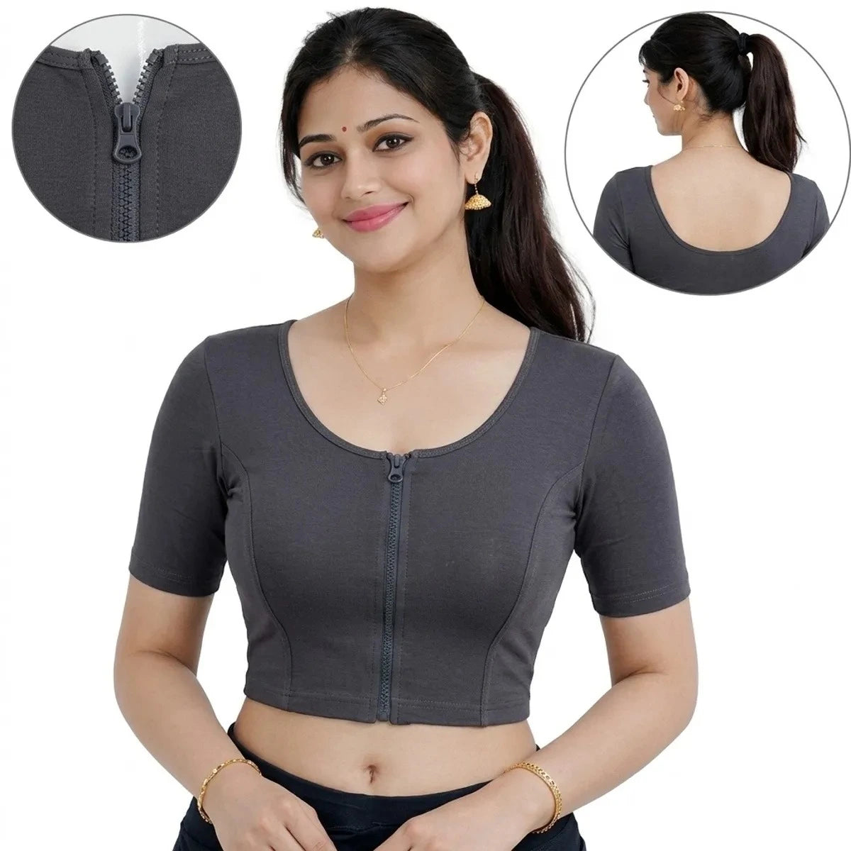 Readymade Zipper Blouse | Stretchable