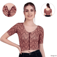 Zipper Readymade Blouse | Printed | Stretchable