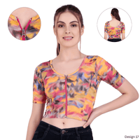 Zipper Readymade Blouse | Printed | Stretchable