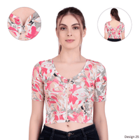 Zipper Readymade Blouse | Printed | Stretchable