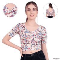 Zipper Readymade Blouse | Printed | Stretchable