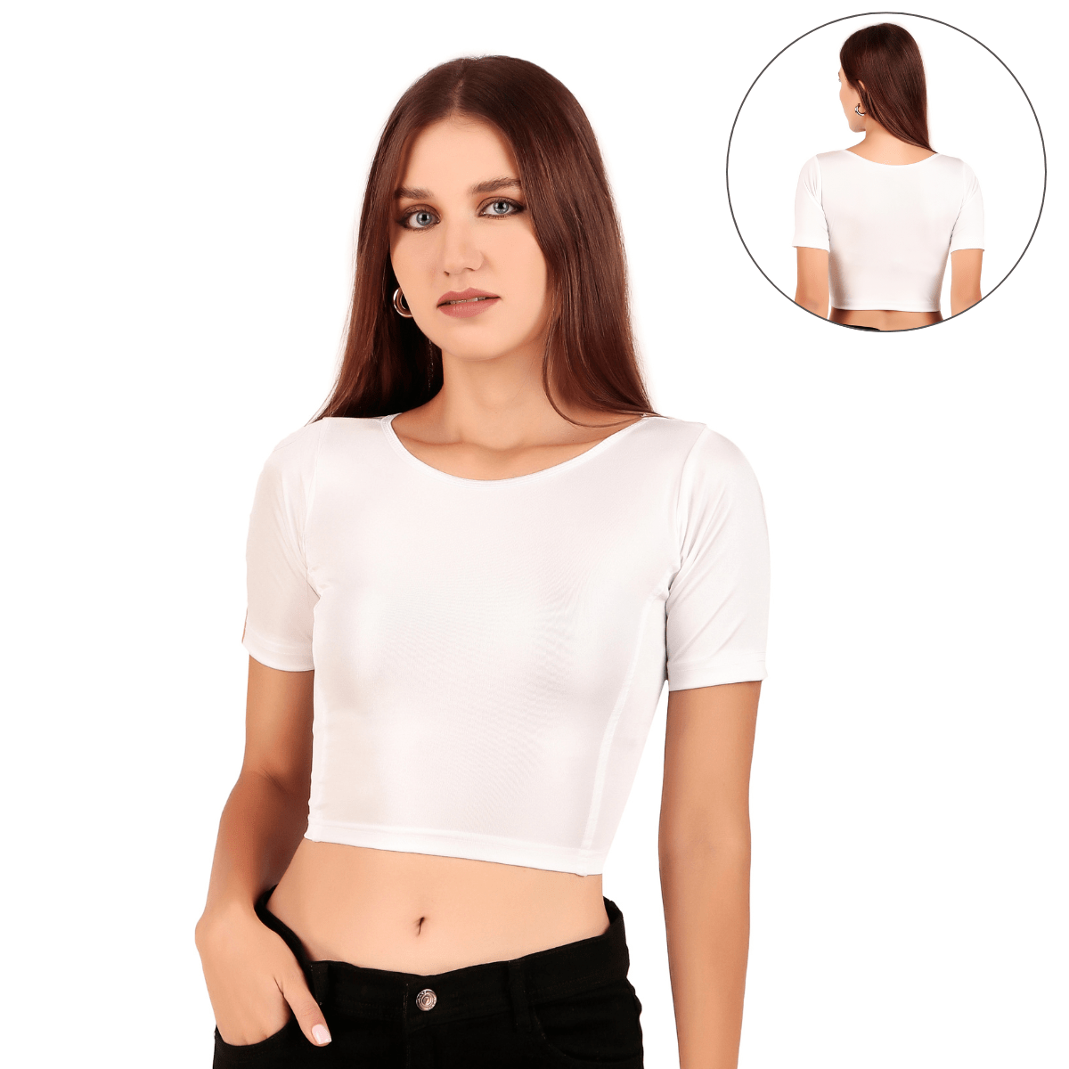 Shimmer Boat Neck Blouse Mid Sleeve