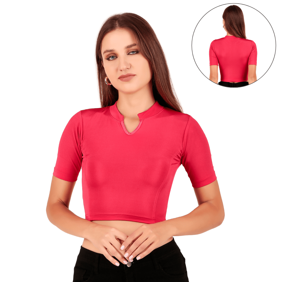 Shimmer Collar Neck Blouse Mid Sleeve