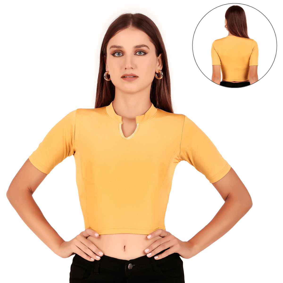 Shimmer Collar Neck Blouse Mid Sleeve