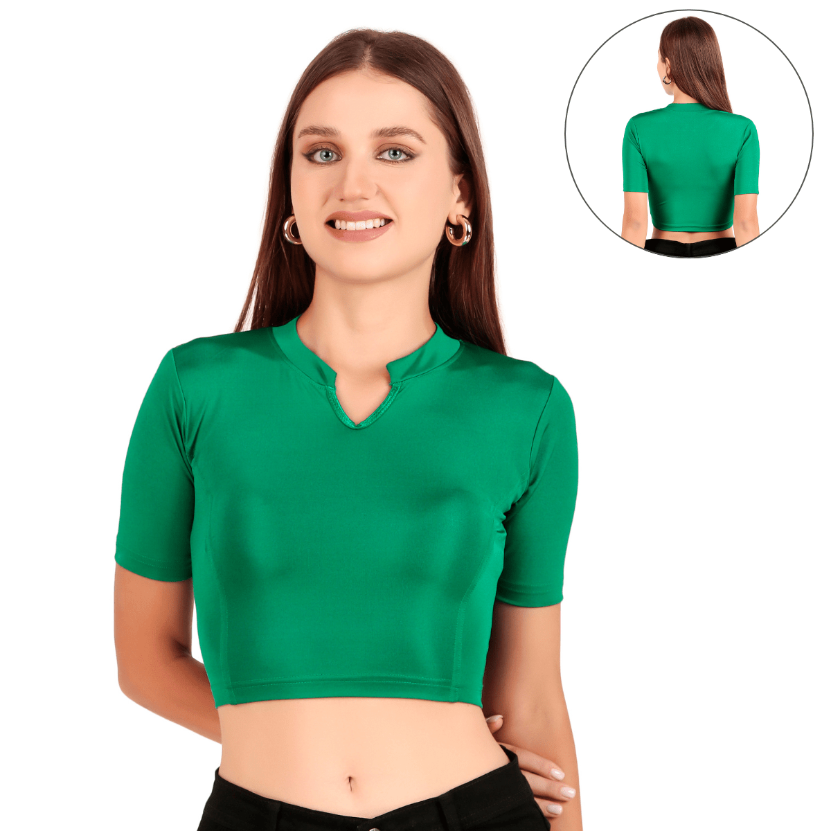 Shimmer Collar Neck Blouse Mid Sleeve