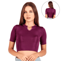 Shimmer Collar Neck Blouse Mid Sleeve
