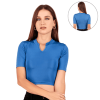 Shimmer Collar Neck Blouse Mid Sleeve