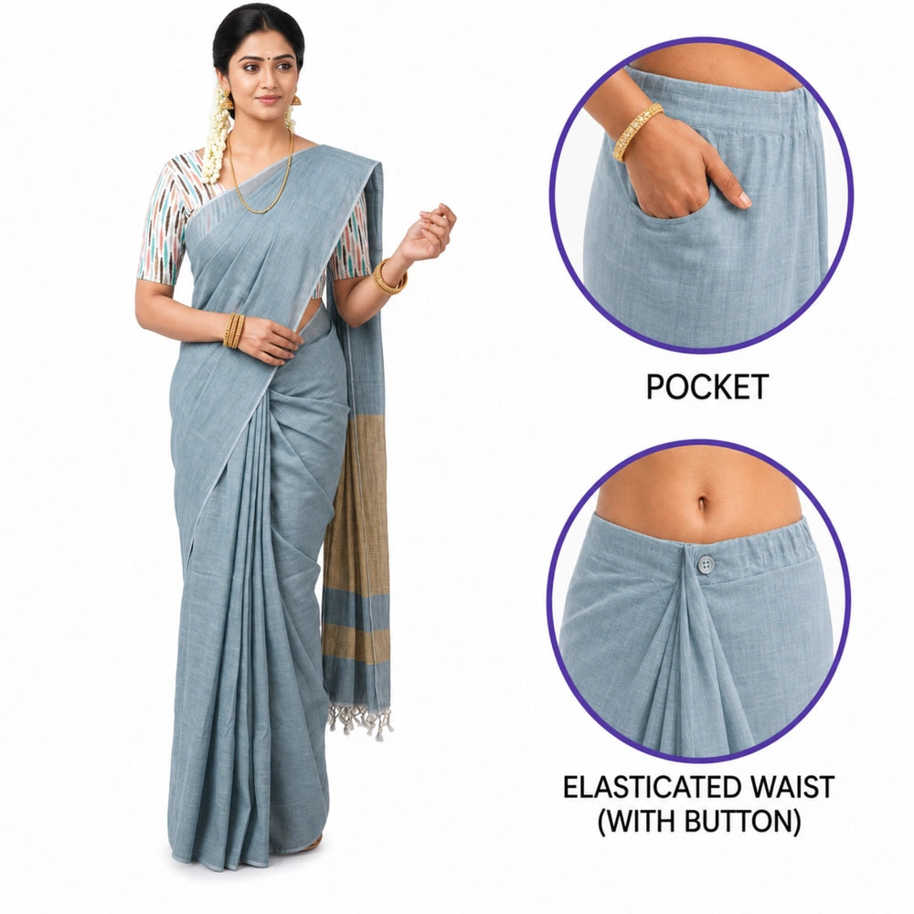 Readymade Cotton Saree – One Minute Ready to Wear with Pocket