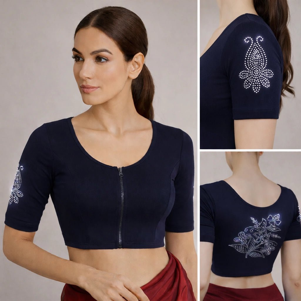 Readymade Zipper Blouse with Stone work