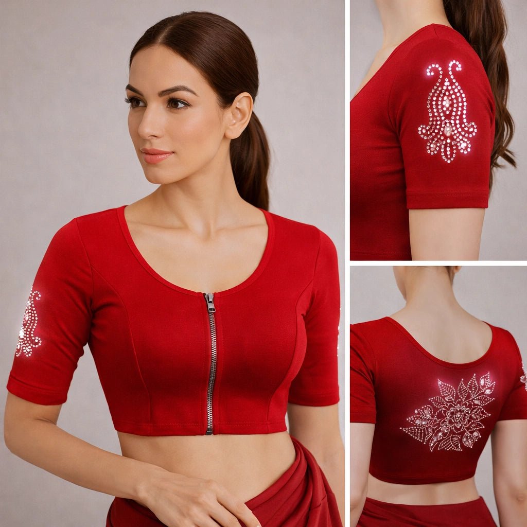 Readymade Zipper Blouse with Stone work