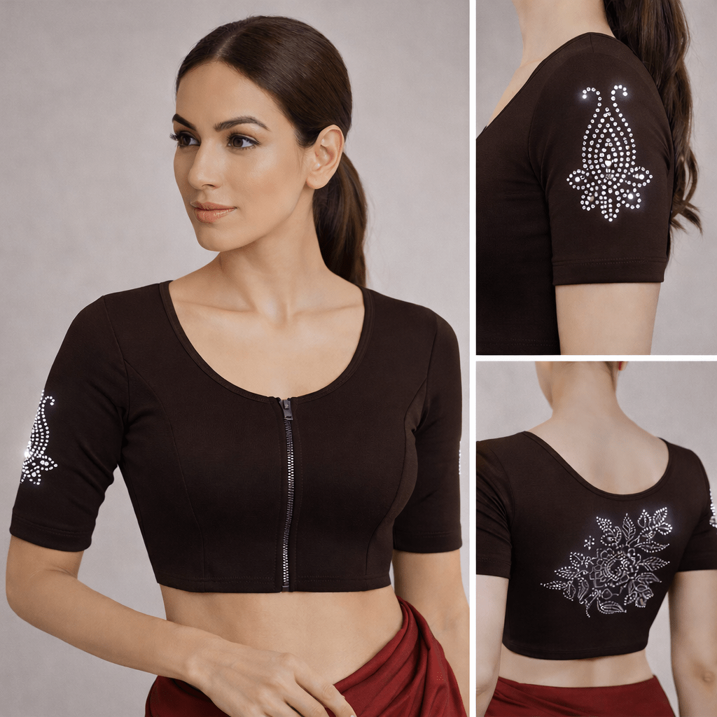 Readymade Zipper Blouse with Stone work