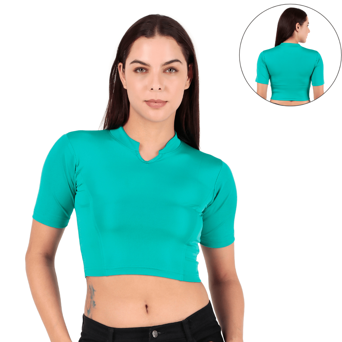 Shimmer Collar Neck Blouse Mid Sleeve