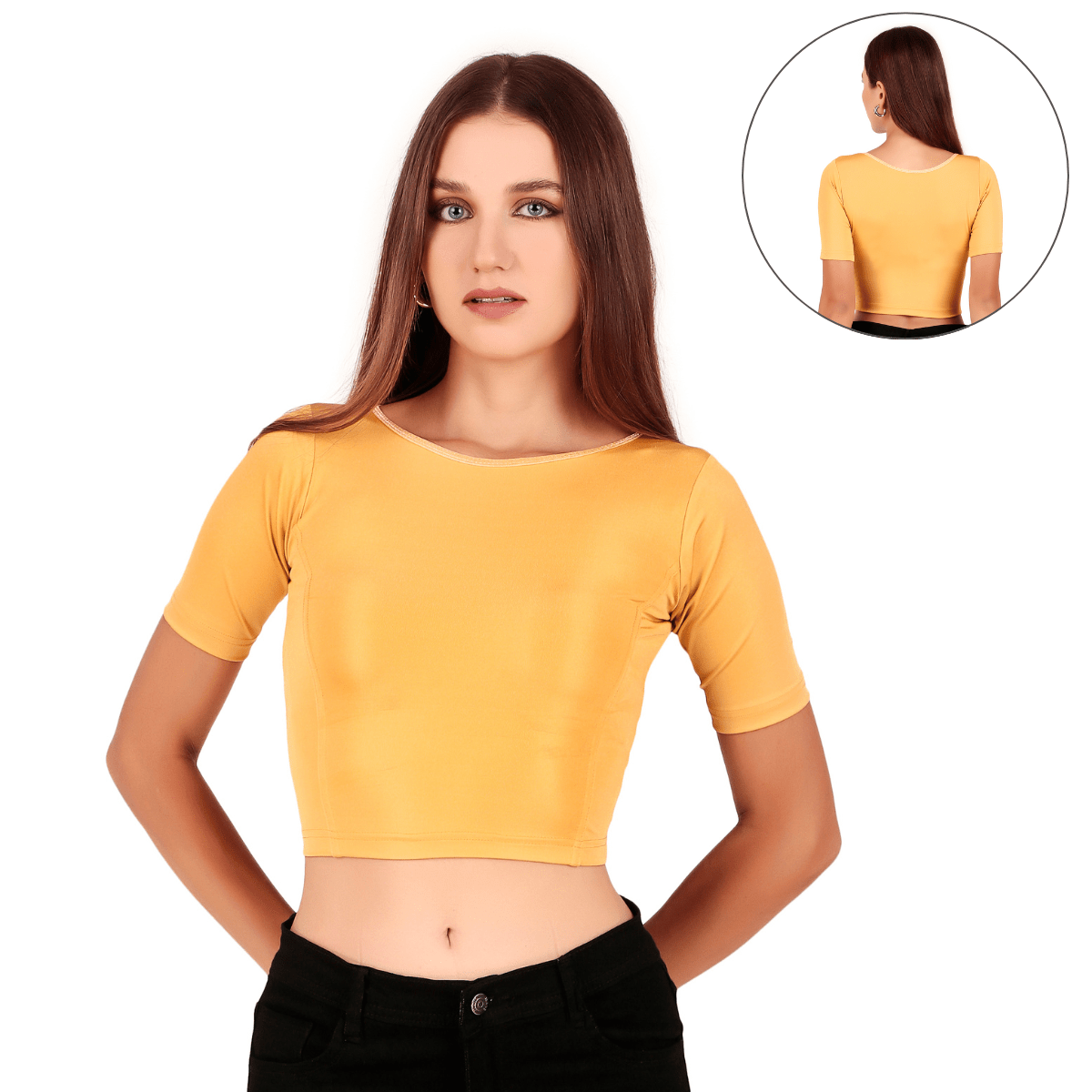 Shimmer Boat Neck Blouse Mid Sleeve